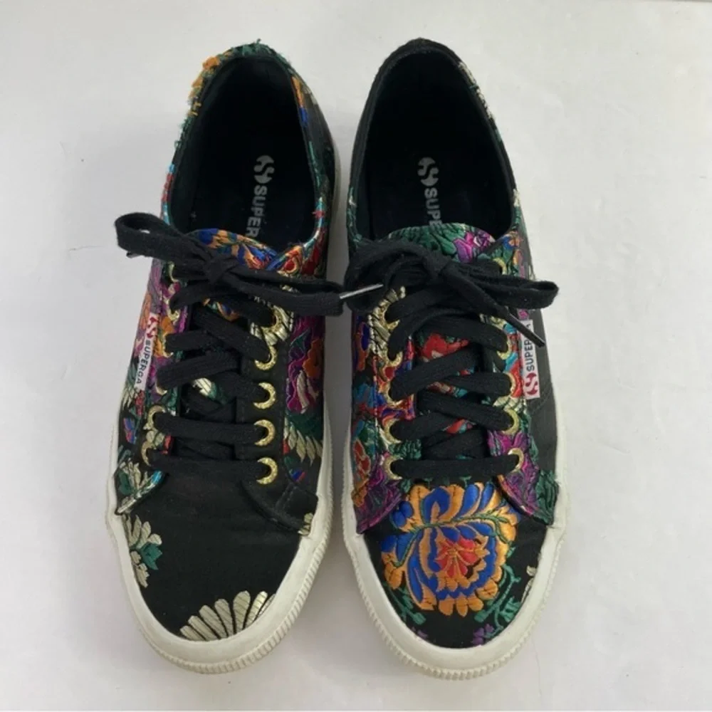 Superga 2750 Black Satin Mandarin Embroidery Sneakers‎ - Picture 8 of 16